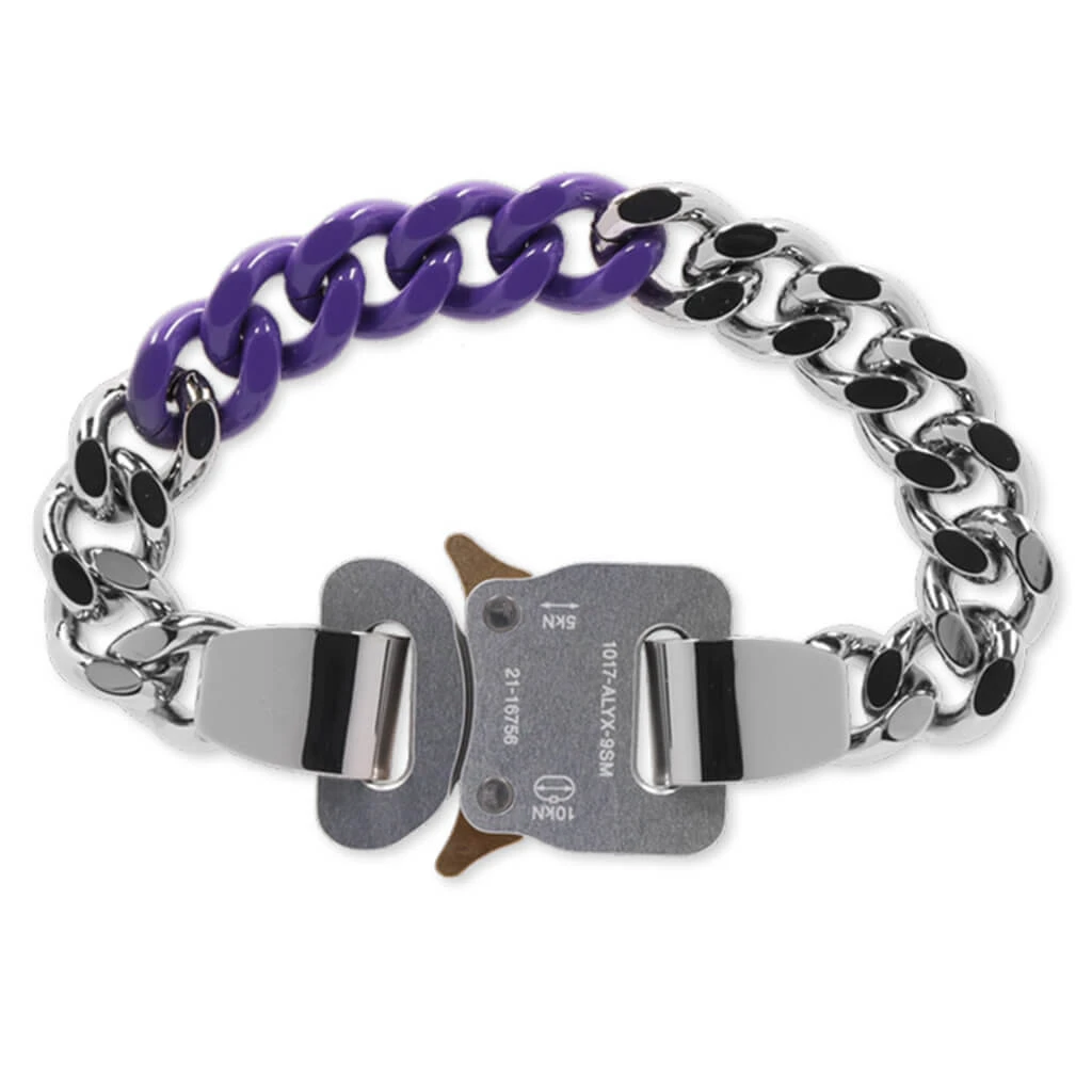 Colored Link Buckle Bracelet - Silver/Purple 3 Colored Link Buckle Bracelet - Silver/Purple