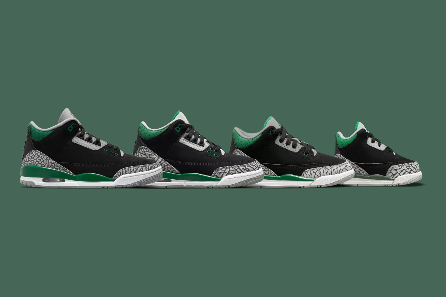 Air Jordan 3 Retro (TD) "Pine Green" - Black/Pine Green/Silver 4 Air Jordan 3 Retro (TD) "Pine Green" - Black/Pine Green/Silver - Image 2