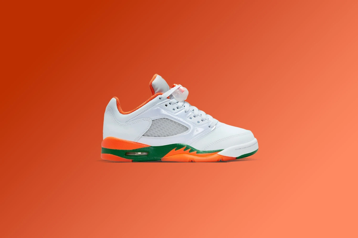 Air Jordan 5 Retro Low (GS) - Football Grey/Brilliant Orange/Pine Green 7 Air Jordan 5 Retro Low (GS) - Football Grey/Brilliant Orange/Pine Green - Image 5