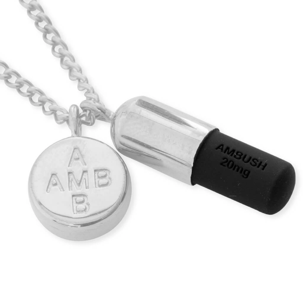 Ambush KK Pill Charm Necklace - Silver/Black 4 Ambush KK Pill Charm Necklace - Silver/Black - Image 2