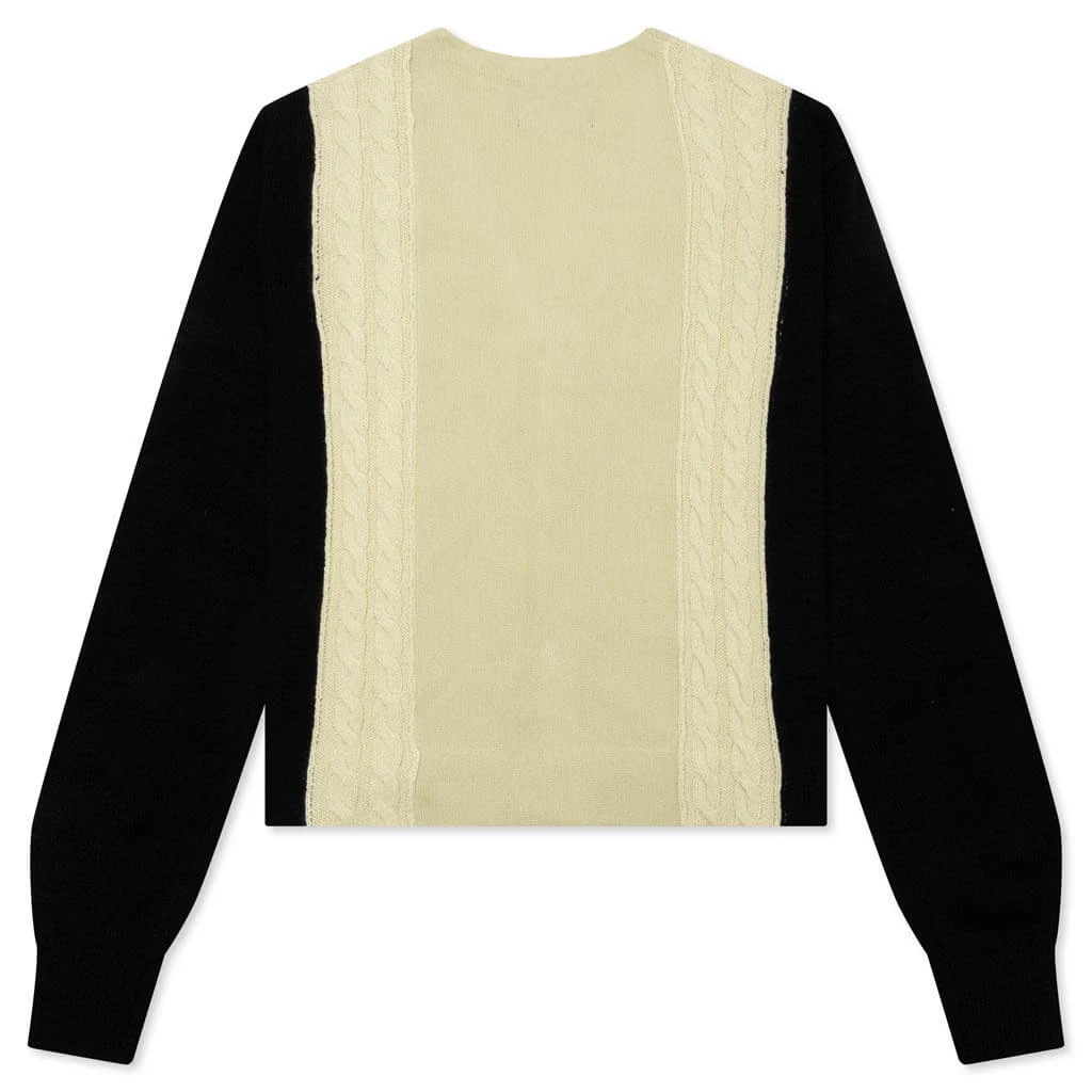Contrast Panel Wool Cardigan - Ivory/Black 4 Contrast Panel Wool Cardigan - Ivory/Black - Image 2