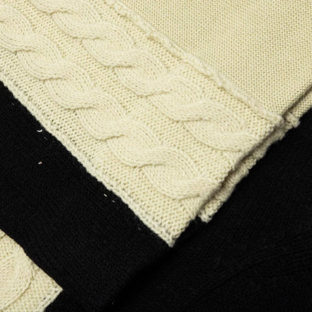 Contrast Panel Wool Cardigan - Ivory/Black 6 Contrast Panel Wool Cardigan - Ivory/Black - Image 4