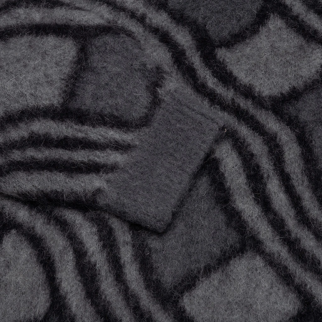 Wavy Jacquard Mohair Cardigan - Charcoal/Grey 7 Wavy Jacquard Mohair Cardigan - Charcoal/Grey - Image 5