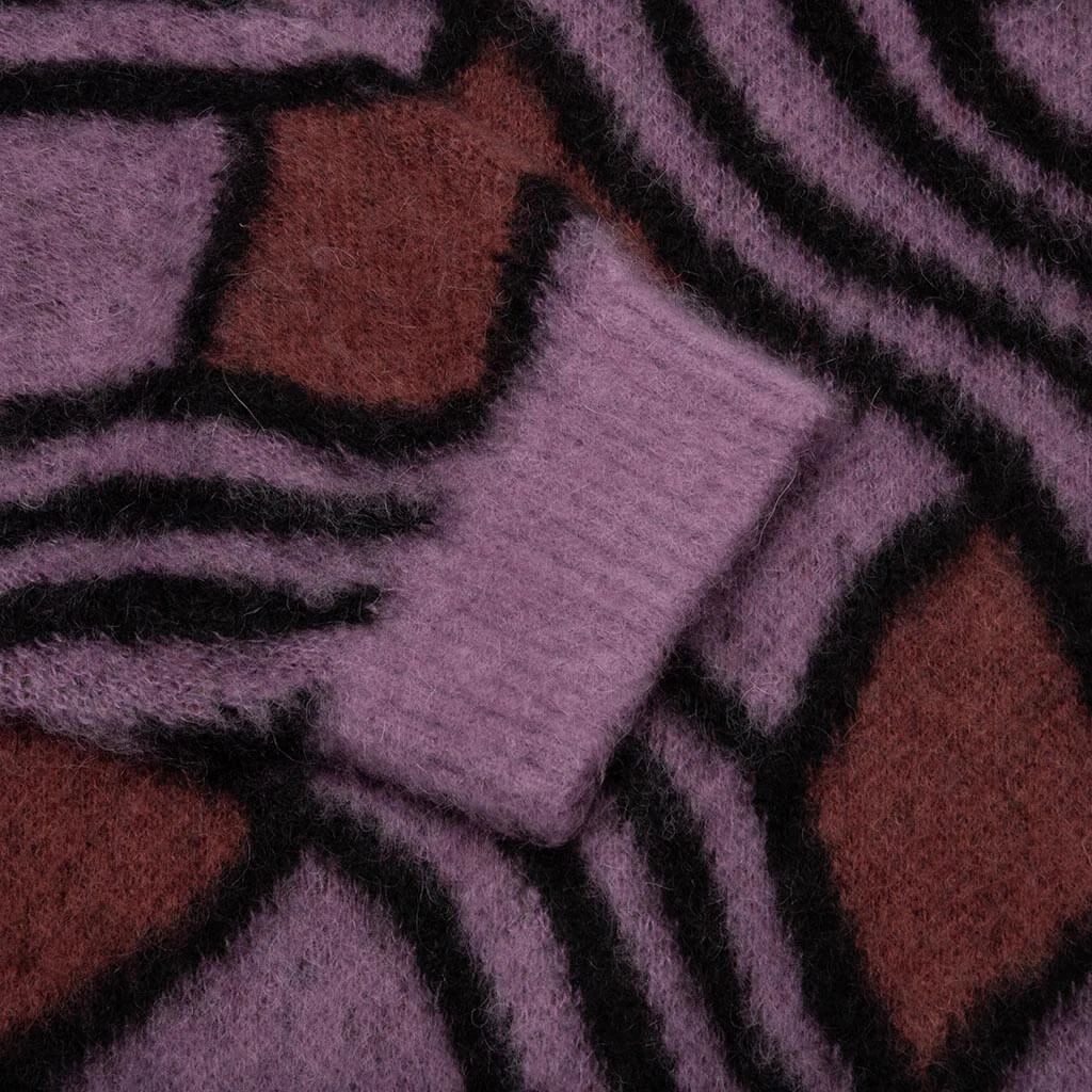 Wavy Jacquard Mohair Cardigan - Pink/Rust 5 Wavy Jacquard Mohair Cardigan - Pink/Rust - Image 3