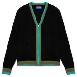 Awake Striped Mohair Cardigan - Black