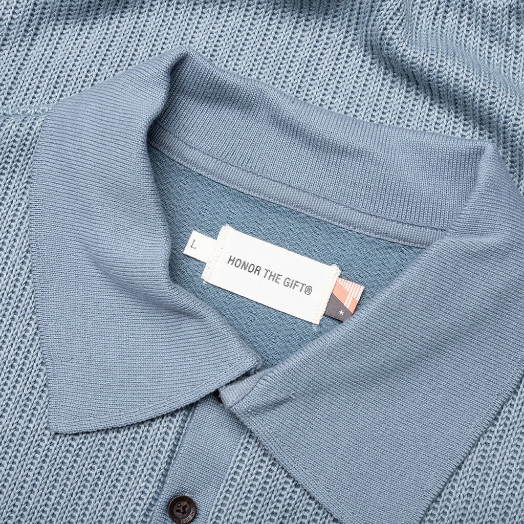 B-Summer Knit Polo Shirt - Blue 5 B-Summer Knit Polo Shirt - Blue - Image 3