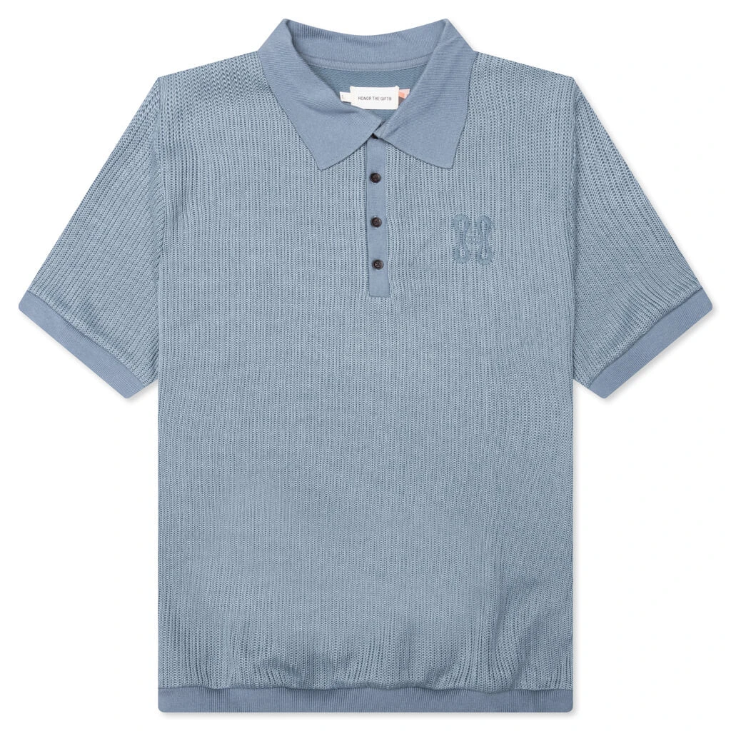 B-Summer Knit Polo Shirt - Blue 3 B-Summer Knit Polo Shirt - Blue