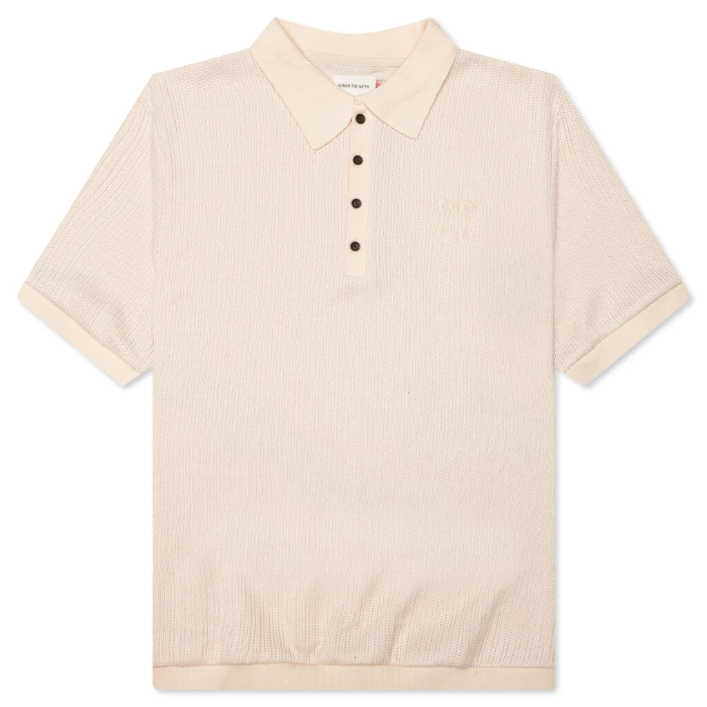 B-Summer Knit Polo Shirt - Bone 3 B-Summer Knit Polo Shirt - Bone