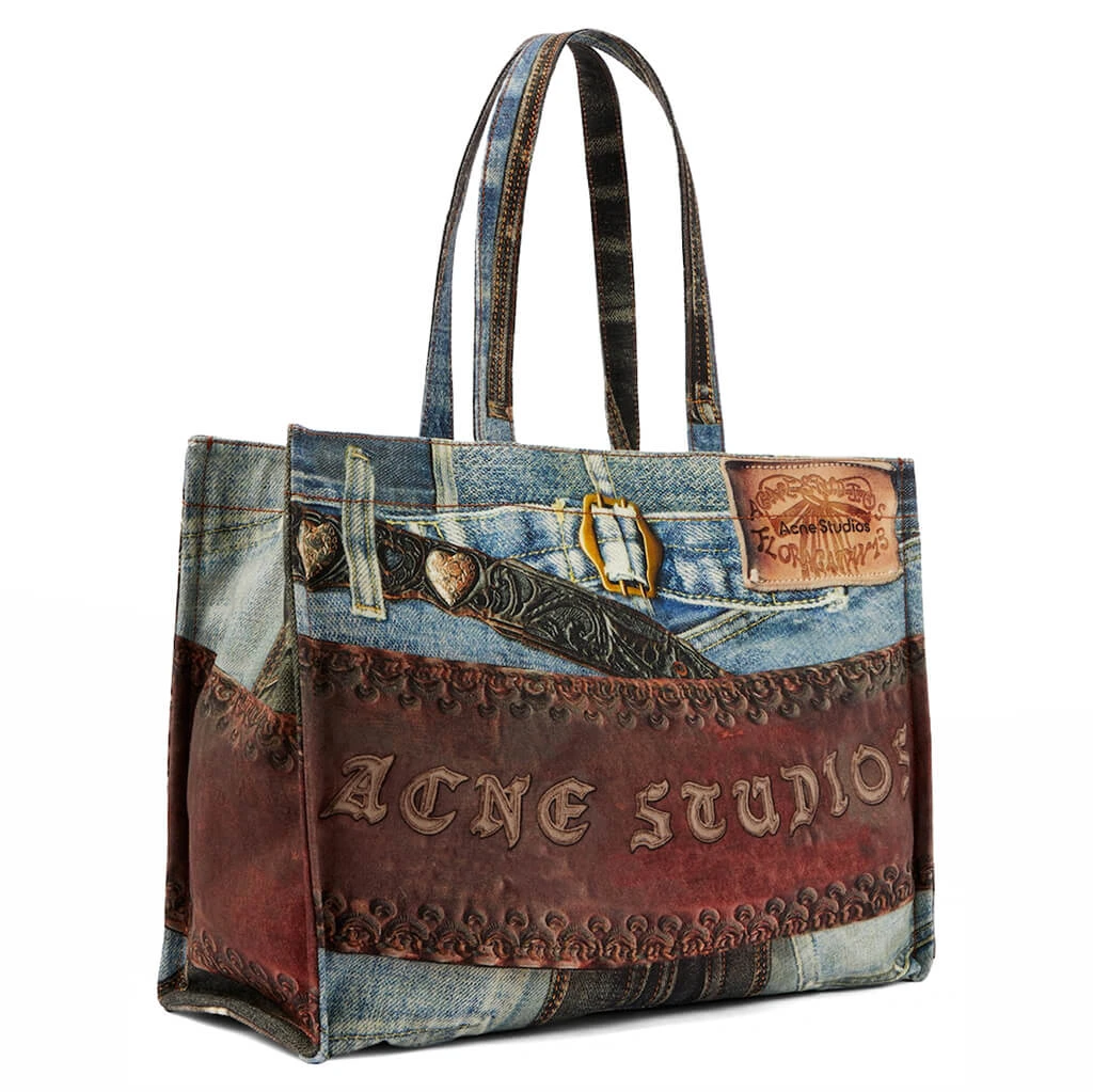 Acne Studios Logo Shoulder Trompe-l’oeil Tote Bag - Blue/Black 4 Acne Studios Logo Shoulder Trompe-l’oeil Tote Bag - Blue/Black - Image 2