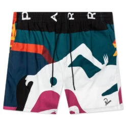 Beached In White Swim Shorts - Multi