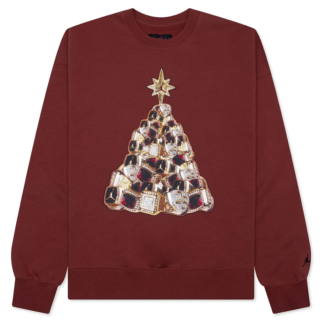 Jordan Brooklyn Fleece Holiday Crewneck - Redstone/Black 3 Jordan Brooklyn Fleece Holiday Crewneck - Redstone/Black