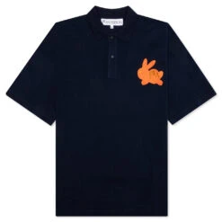 JW Anderson Bunny Embroidery Polo Shirt - Navy