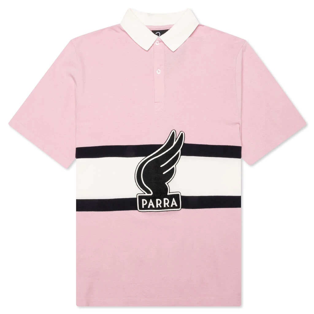 Winged Logo Polo Shirt - Pink/Off White 3 Winged Logo Polo Shirt - Pink/Off White