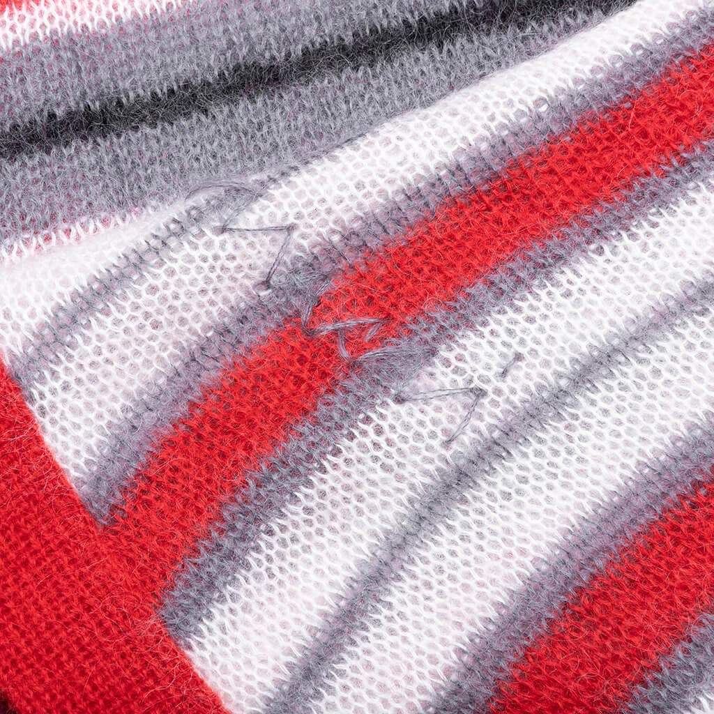 Marni Logo-Embroidered Striped Mohair-Blend Cardigan - Red/Grey 5 Marni Logo-Embroidered Striped Mohair-Blend Cardigan - Red/Grey - Image 3