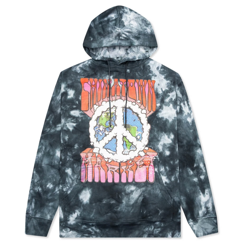 Chinatown Peace Earth Logo Hoodie - Black Tie-Dye 3 Chinatown Peace Earth Logo Hoodie - Black Tie-Dye