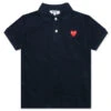 Comme Des Garçons Play Kid's Polo Shirt - Navy 1 Comme Des Garçons Play Kid's Polo Shirt - Navy -Feature Clothing Comme des Garcons PLAY Kid s Polo Shirt Navy AZ T505 100 2 6 01 01 2021 01