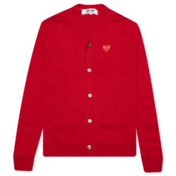 Comme Des Garçons Play Knit Cardigan Red Heart - Red