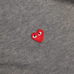 Comme Des Garçons Play Little Red Heart Cardigan - Grey -Feature Clothing Comme des Garcons PLAY Little Red Heart Cardigan Grey AZ N054 051 4 02 28 23 Feature VR 5