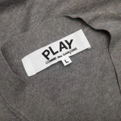 Comme Des Garçons Play Little Red Heart Cardigan - Grey -Feature Clothing Comme des Garcons PLAY Little Red Heart Cardigan Grey AZ N054 051 4 02 28 23 Feature VR 6