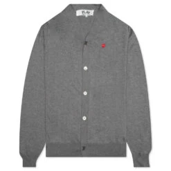 Comme Des Garçons Play Little Red Heart Cardigan - Grey