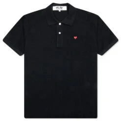 Comme Des Garçons Play Little Red Heart Polo Shirt - Black