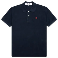 Comme Des Garçons Play Little Red Heart Polo Shirt - Navy