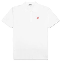Comme Des Garçons Play Little Red Heart Polo Shirt - White