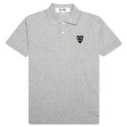 Comme Des Garçons Play Stacked Heart Polo Shirt - Grey