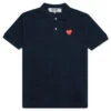 Comme Des Garçons Play Women's Red Emblem Polo Tee - Navy 2 Comme Des Garçons Play Women's Red Emblem Polo Tee - Navy -Feature Clothing Comme des Garcons PLAY Women s Red Emblem Polo Tee Navy AZ T005 051 2 01 01 2021 01 3