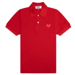 Comme Des Garçons Play Women's Red Emblem Polo Tee - Red