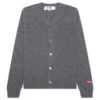Comme Des Garçons Play Comme Des Garcons PLAY X The Artist Invader Button Cardigan - Grey -Feature Clothing Comme des Garcons PLAY x the Artist Invader Button Cardigan Grey AZ N088 051 3 09 06 23 Feature KN