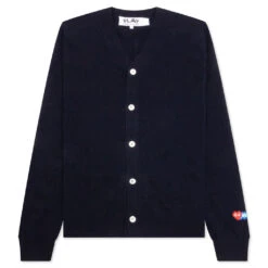 Comme Des Garçons Play Comme Des Garcons PLAY X The Artist Invader Button Cardigan - Navy