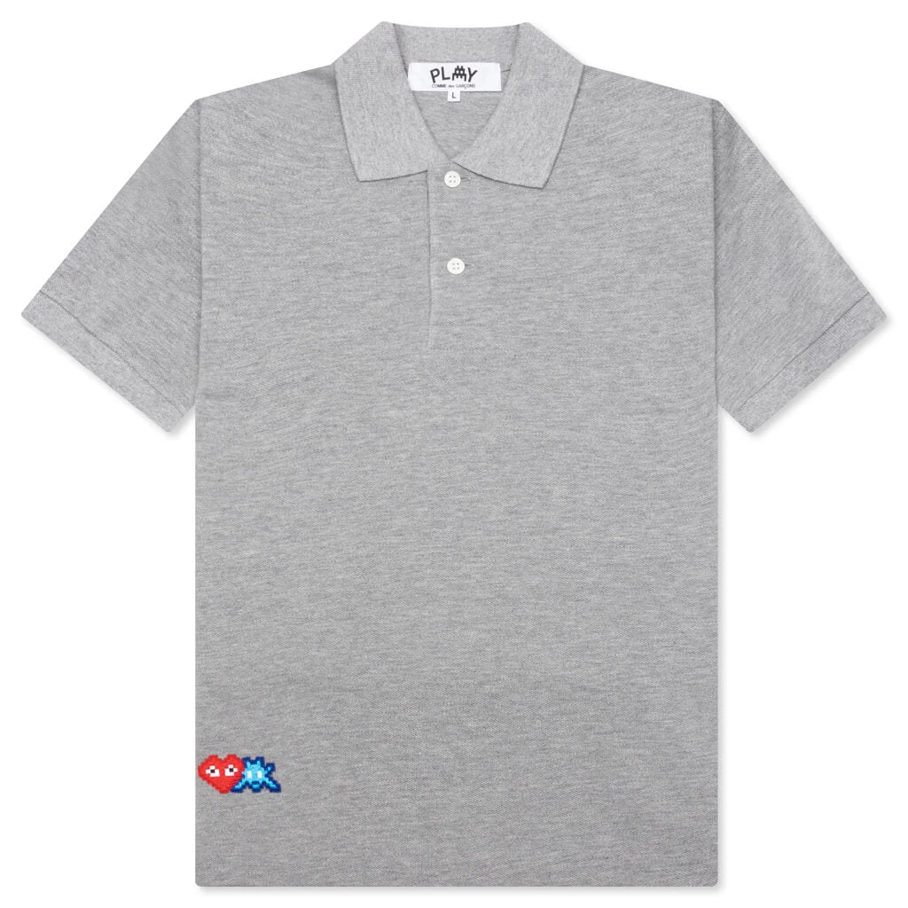 Comme Des Garçons Play Comme Des Garcons PLAY X The Artist Invader Women's Polo - Grey 3 Comme Des Garçons Play Comme Des Garcons PLAY X The Artist Invader Women's Polo - Grey