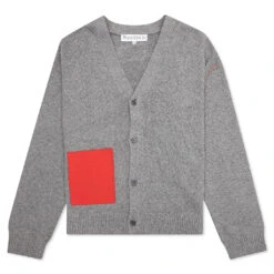 JW Anderson Contrast Pocket Cardigan - Grey Melange