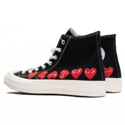 Converse X Comme Des Garcons PLAY All Star Chuck '70 Hi Multi Heart - Black/Red -Feature Clothing Converse x Comme Des Garcons PLAY All Star Chuck 70 Hi Multi Heart Black Red A08147C 03 19 24 Feature JM 5