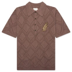 Diamond Knit Polo - Brown
