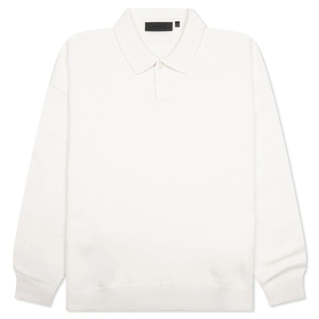 Essentials Knit Polo - Cloud Dancer 3 Essentials Knit Polo - Cloud Dancer