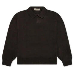 Knit L/S Polo - Off Black
