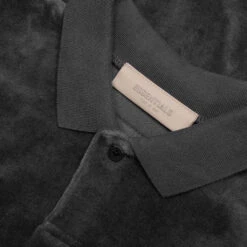 Essentials Women's Velour Sleeveless Polo - Iron -Feature Clothing Fear of God Essentials Women s Velour Sleeveless Polo Iron 192bt213097fw 05 05 22 Feature 4