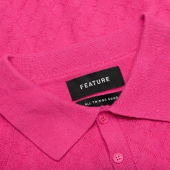 Hogan Pointelle Raglan Sleeve Sweater Polo - Coral -Feature Clothing Feature Hogan Pointelle Raglan Sleeve Polo Sweater Coral F042723X06CO 07 15 23 Feature KN 8