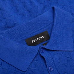 Hogan Pointelle Raglan Sleeve Sweater Polo - Indeevar Blue -Feature Clothing Feature Hogan Pointelle Raglan Sleeve Polo Sweater Indeevar Blue F042723X08IB 07 22 23 Feature KN 16