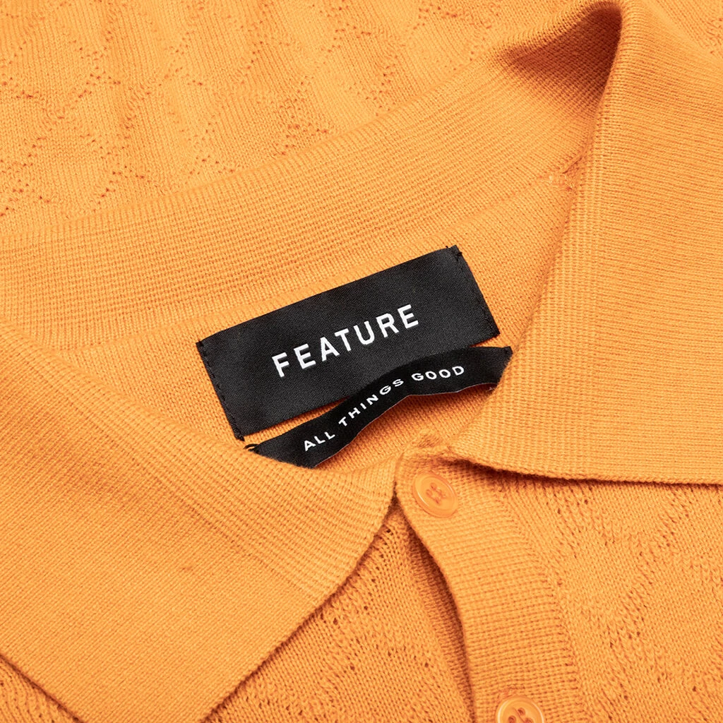 Hogan Pointelle Raglan Sleeve Sweater Polo - Jasper Orange 5 Hogan Pointelle Raglan Sleeve Sweater Polo - Jasper Orange - Image 3