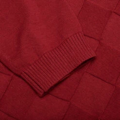 Palmer Checked L/S Sweater Polo - Sunday Red -Feature Clothing Feature Palmer Checked Long Sleeve Polo Sweater Sunday Red F042723X03SR 07 15 23 Feature KN 10