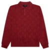 Palmer Checked L/S Sweater Polo - Sunday Red -Feature Clothing Feature Palmer Checked Long Sleeve Polo Sweater Sunday Red F042723X03SR 07 15 23 Feature KN