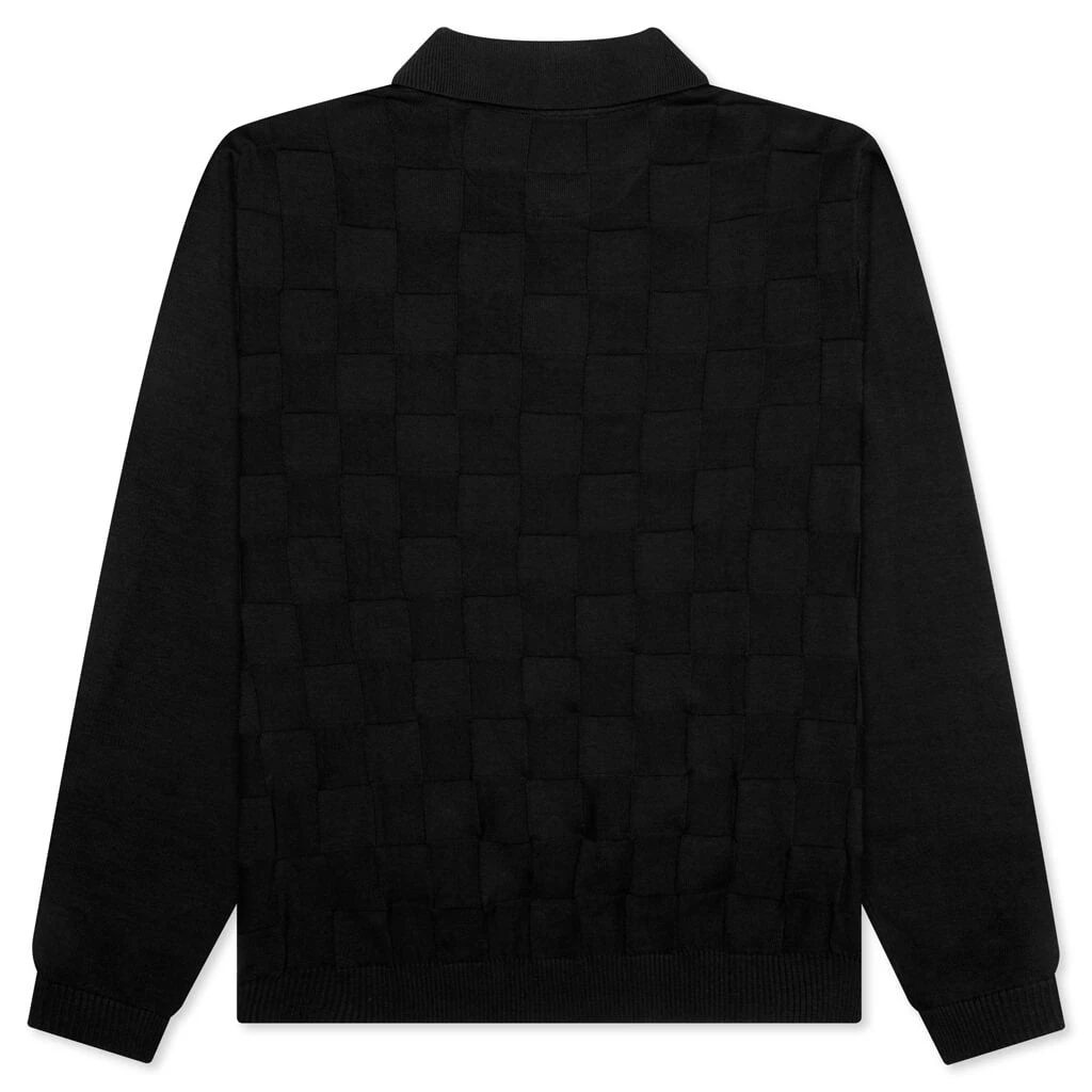 Palmer Checked L/S Sweater Polo - Tips Black 4 Palmer Checked L/S Sweater Polo - Tips Black - Image 2