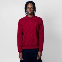 Palmer Checked L/S Sweater Polo - Sunday Red -Feature Clothing Feature Palmer Checked L S Sweater Polo Sunday Red bbb3aab5 ea09 4ab7 b647 5d8d2798860e