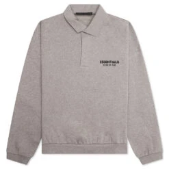 Fleece Polo - Heather Gray