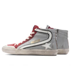Golden Goose Slide Leather Sneakers - Grey/Dark Red/White/Silver -Feature Clothing Golden Goose Slide Leather Sneakers Grey Dark Red White Silver GMF00211.F002585.81540 05 26 23 Feature KN 5