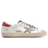 Golden Goose Super-Star Sneakers - White/Taupe/Red -Feature Clothing Golden Goose Super Star Sneakers White Taupe Red GMF0010.F003203 10953 05 18 23 Feature JP MG