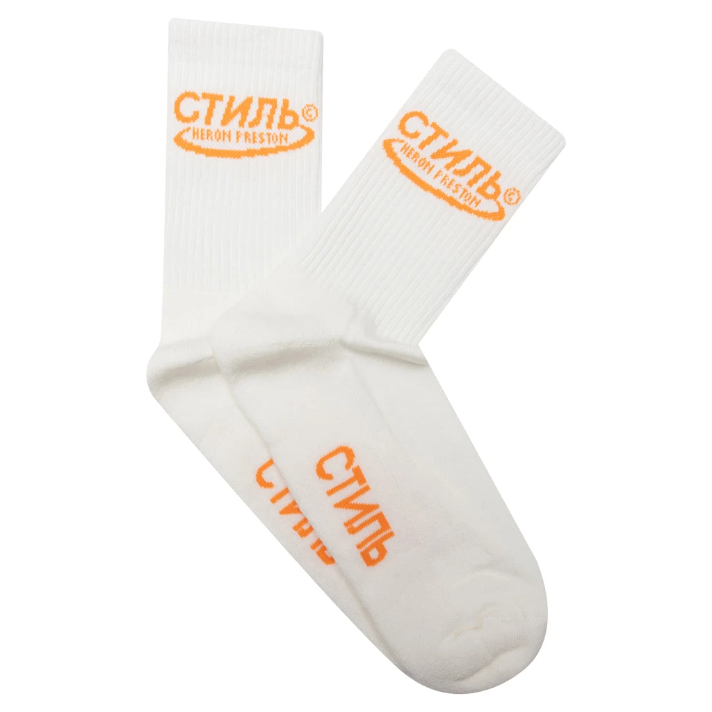 CTNMB Halo Long Socks - White/Orange 3 CTNMB Halo Long Socks - White/Orange